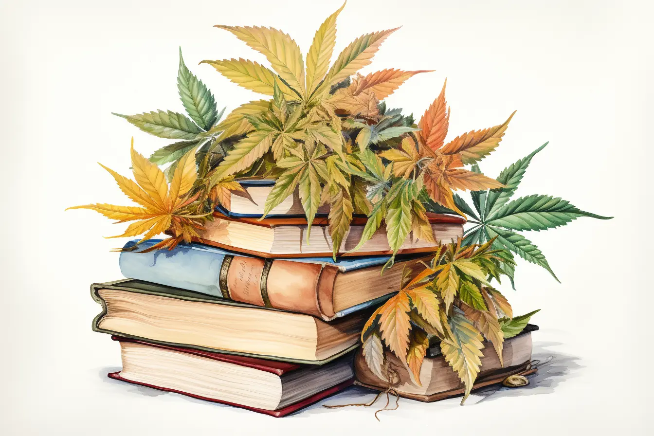 Cannabis nennt sich die Pflanze, die viele Namen hat. Sie macht das Lesen von farbigen Büchern aufregender, wenn sie diese schmückt.