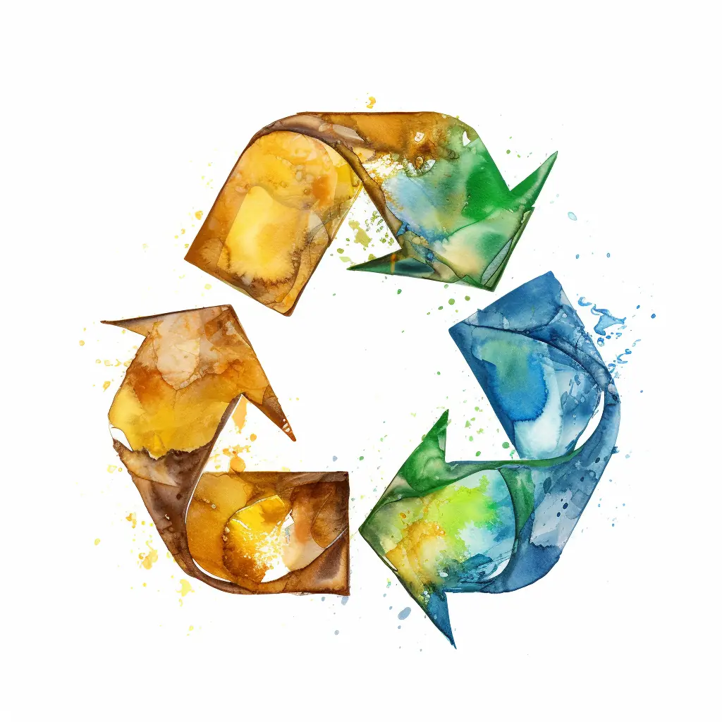 Ein Recycling-Symbol schmückt einen beigen Hintergrund.